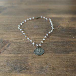 🌟BMD Clear Stone and Half Dollar Coin Choker Necklace